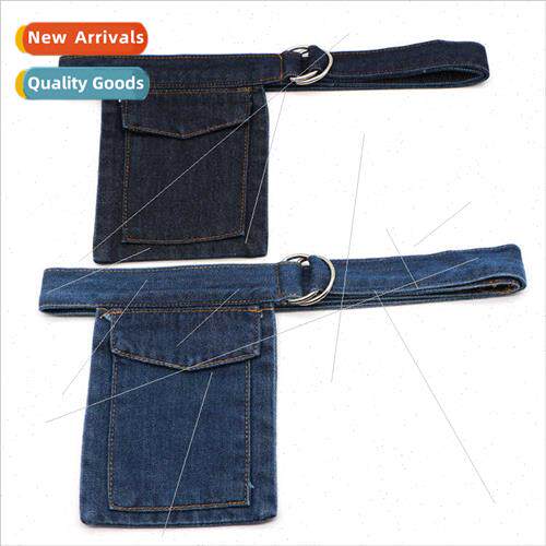 Korean fashion double ring buckle denim pouch belt female si