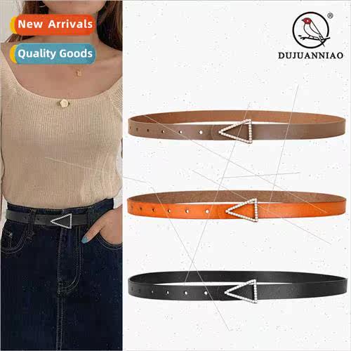 Triangle buckle belt ladies leather belt female decorative f