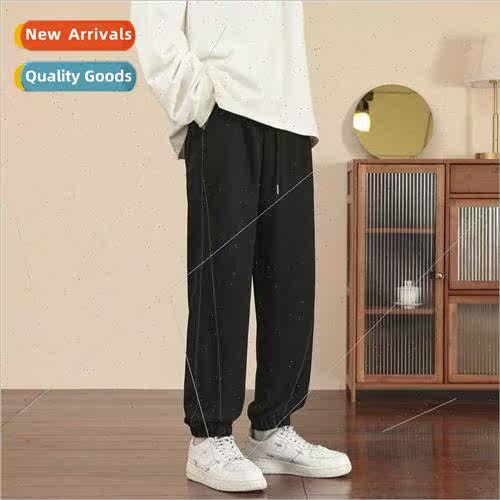 Pants men summer 2022 new tide drawstring leg workwear casua