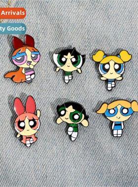 Cartoon Anime Powerpuff Girls Alloy Brooch Cartoon Policewom