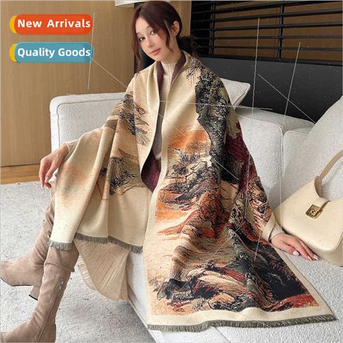 Scarf women new fall winter Korean  large oil painting fashi