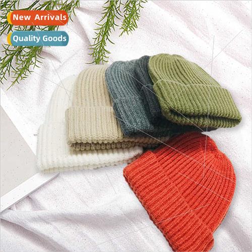 2023 new solid color wool kn cap simple thickened warm arcti