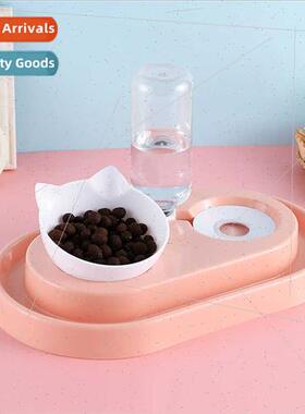 Pet waterer double bowl cat food bowl dog bowl slant mouth c