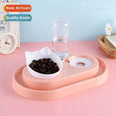 Pet waterer double bowl cat food bowl dog bowl slant mouth c