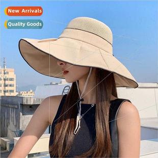 female high brim new fisherma large hat label Korean metal