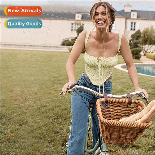 Women Sexy Floral Camis Top Spaghetti Straps Boned Fashion P