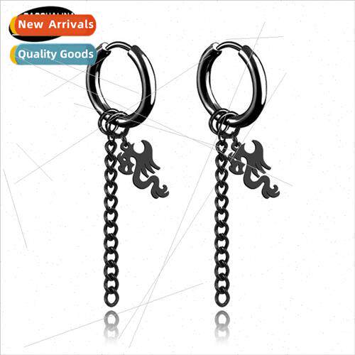 Chinese dragon earrings tanium steel earrings whout ear hole