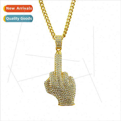 New necklace hip-hop trumpet vertical middle finger pendant
