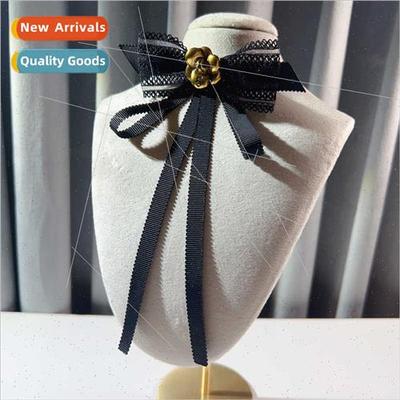 French vintage camellia bow lace lola bow tie ladies shirt a