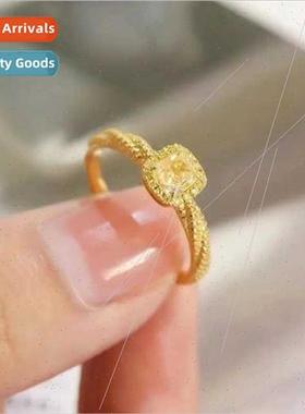 Super Sparkling Small Sugar Cube Yellow Diamond Ring can be