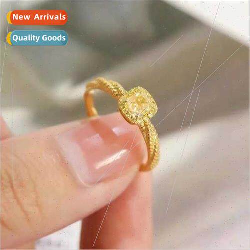 Super Sparkling Small Sugar Cube Yellow Diamond Ring can be