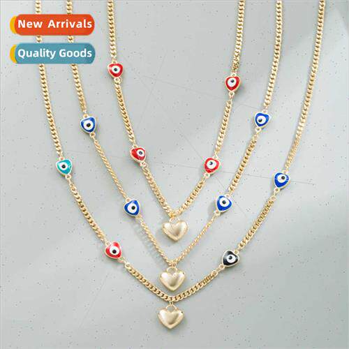 Fashion Ins copper plated real gold devil eye love necklace