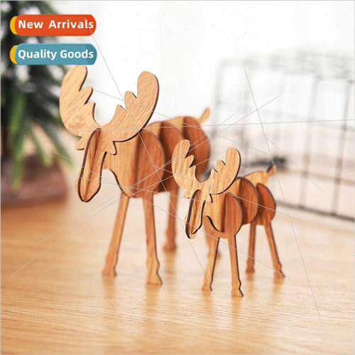 New Christmas decorations wooden DIY elk ornaments children