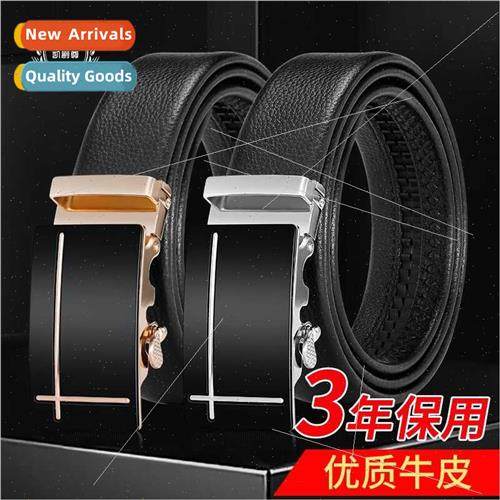 Men cowhide leather belt men automatic buckle pants belt smo