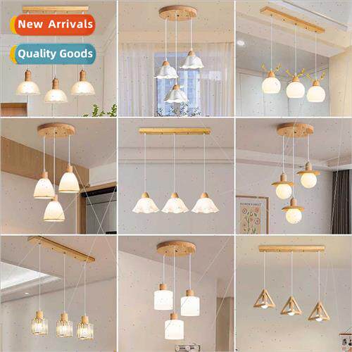 Dining room chandelier Scandinavian log three simple dining
