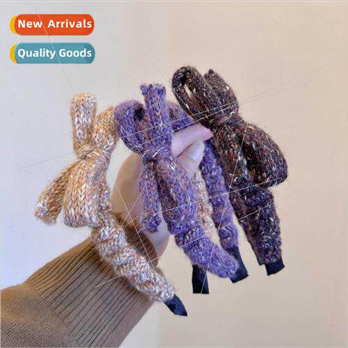 Autumn winter wool snowflake mixed color temperament bow ple