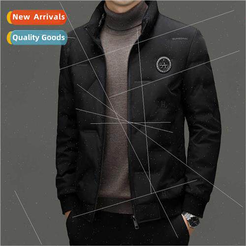 Men stand-up collar down jacket winter black tops casual war
