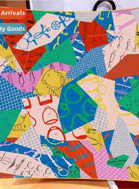 New 2023 silk scarf graffi color blocking silk scarf square