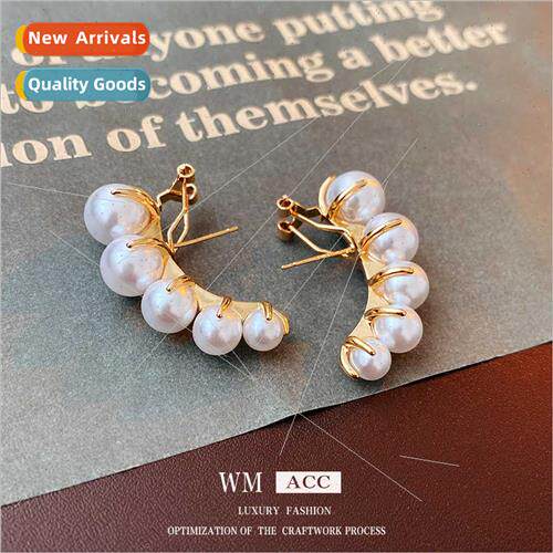 lver pin wh pearl arc earrings retro elegant earrings earrin
