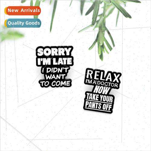 Creative New Funny Alphabet Label Brooch Enamel Black Whe Al