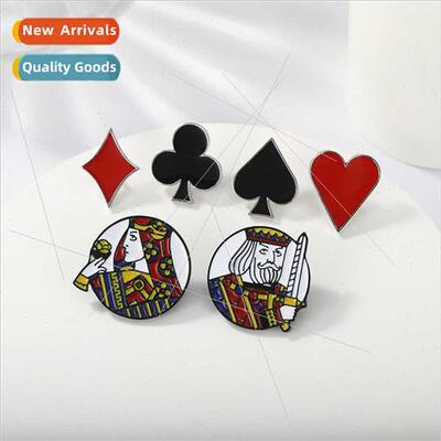 Poker metal drip oil brooch hearts spades alloy enamel badge