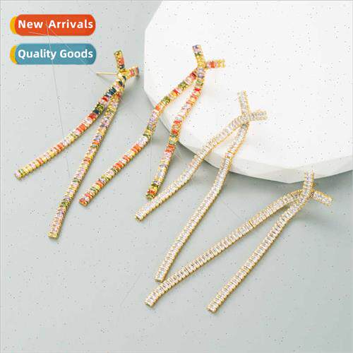 Europe Earrings Women Copper Plated Genuine Gold Set Zirconi
