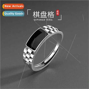 Hundred Checkerboard Men ngle Open Drip Ring Vintage