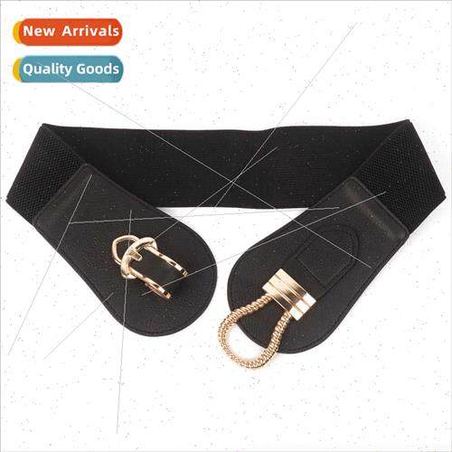Elastic women wide belt black fashion outside dresses sub gi