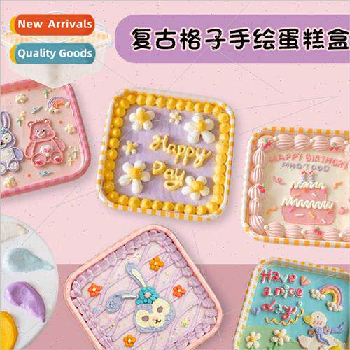 Vintage cake box small dessert transparent packaging ins han