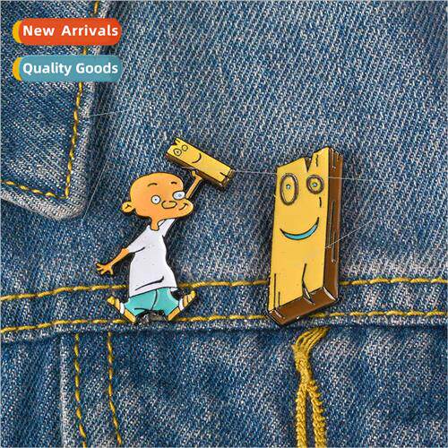 Schoolbag Peplum Brooch Alloy Villain Wooden Cowboy Badge Sh