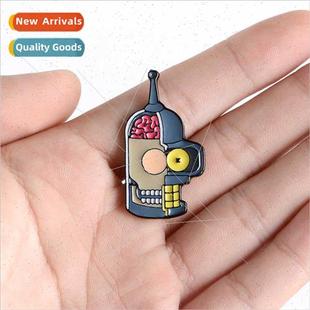 robot head alloy creative pin shape cartoon rocket New brain