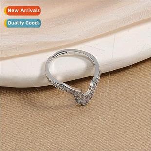 ngle diamond row simple heart female finger rin tail index
