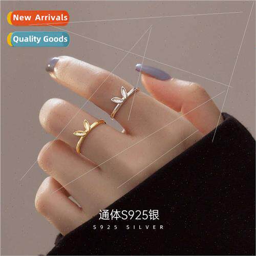 S925 silver rabb ears ring female simple cute student adjust
