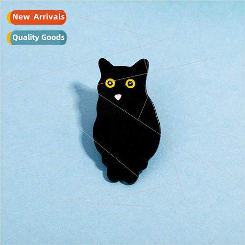 alloy animal brooch cartoon cute black cat modeling oil drop