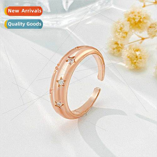 New inlaid zirconia stars geometric ring fashion creative ve