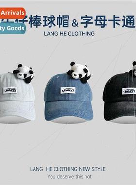 Alphabet panda cowboy baseball cap female Korean  lovely obv