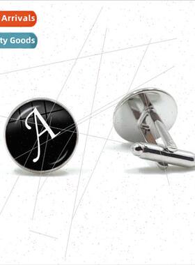 A-Z 26 Alphabet Cufflinks Time Gemstone French Shirt Cufflin