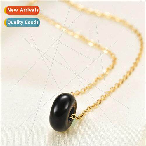 ins fashion stainless steel necklace matte natural stone rou