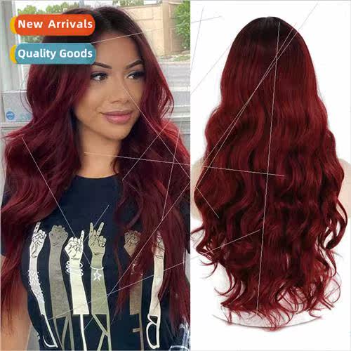 Europe wigs 适用women Fashion without bangs long big waves c
