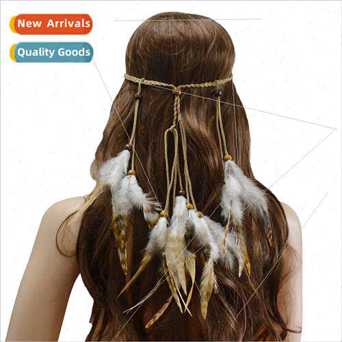 Ethnic Feather Hair Bands Ornaments Handmade Braided Bohemia