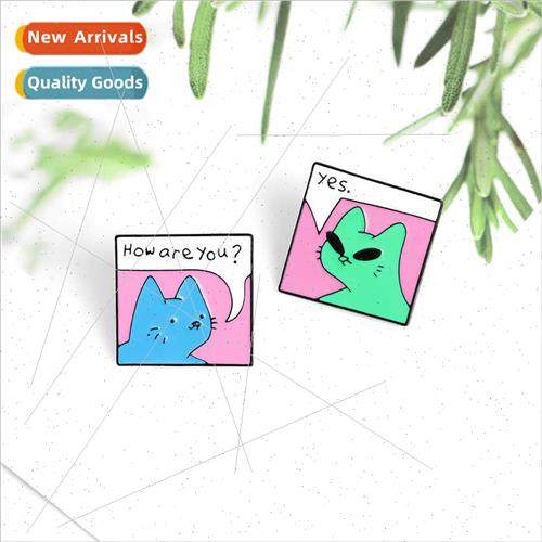 Boutique cartoon creative cute shape cat alloy brooch enamel