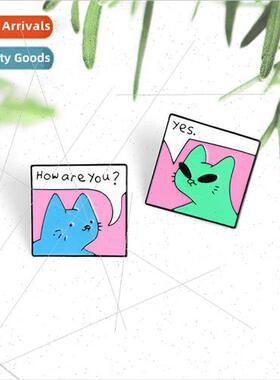 Boutique cartoon creative cute shape cat alloy brooch enamel