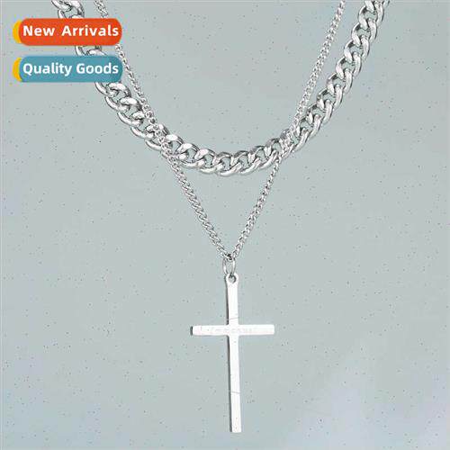 New nd design cross shape double layered necklace versatile