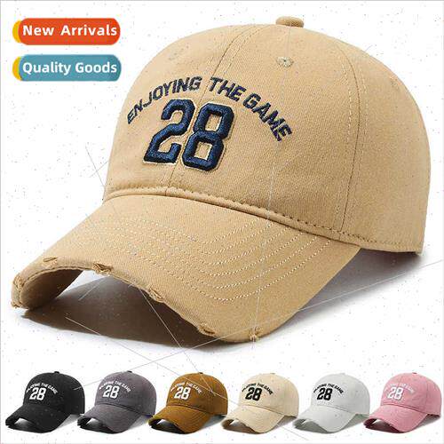 Retro washed baseball cap men women embroidered letter cap o