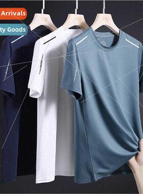Summer ice silk short-sleeved t-shirt men sports quick-dryin