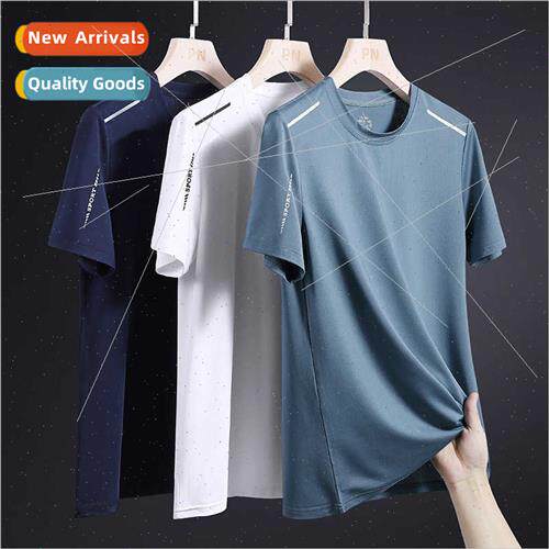 Summer ice silk short-sleeved t-shirt men sports quick-dryin