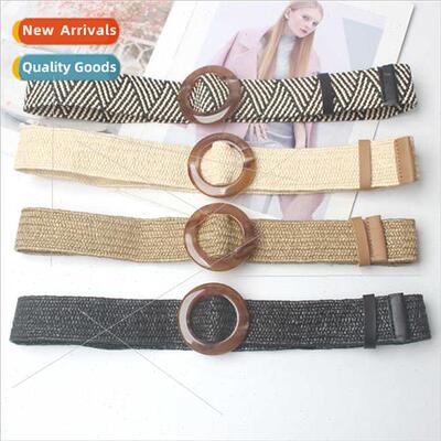 Bohemian waxed rope braided belt women striped decorative fa