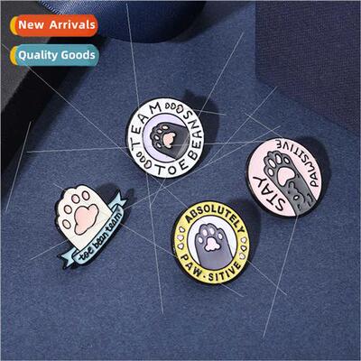 Europe cartoon love cat paw dog paw badge cat footprints cre