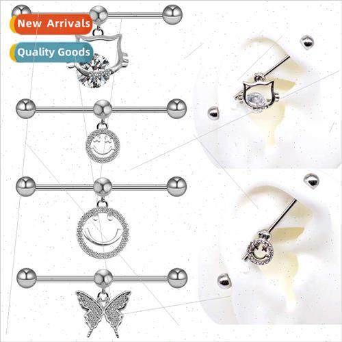 Europe butterfly earrings stainless steel earrings smiley fa