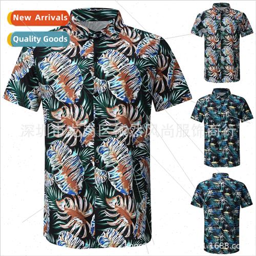 2022 new men summer short-sleeved floral shirt  code fashion